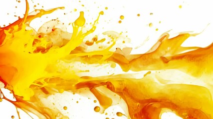 Colorful splash of orange and yellow hues creating an abstract art effect on a white background - Powered by Adobe