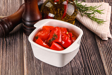 Homemade marinated red bell pepper