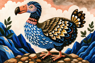 dodo bird with rocky mountains background abstract © samira