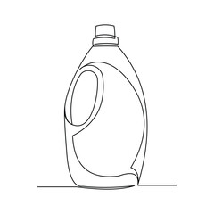 Continuous single line of laundry liquid soap detergent bottle for clothes washer sketch drawing editable stroke vector illustration