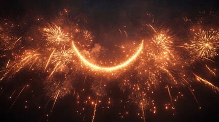 Spectacular Fireworks Display Shining Brightly in Night Sky with Colorful Explosions and Vibrant Sparklers