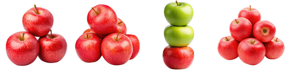 An array of crisp juicy apples in vibrant shades of red and green arranged in natural compositions that showcase their seasonal bounty and nutritional benefits