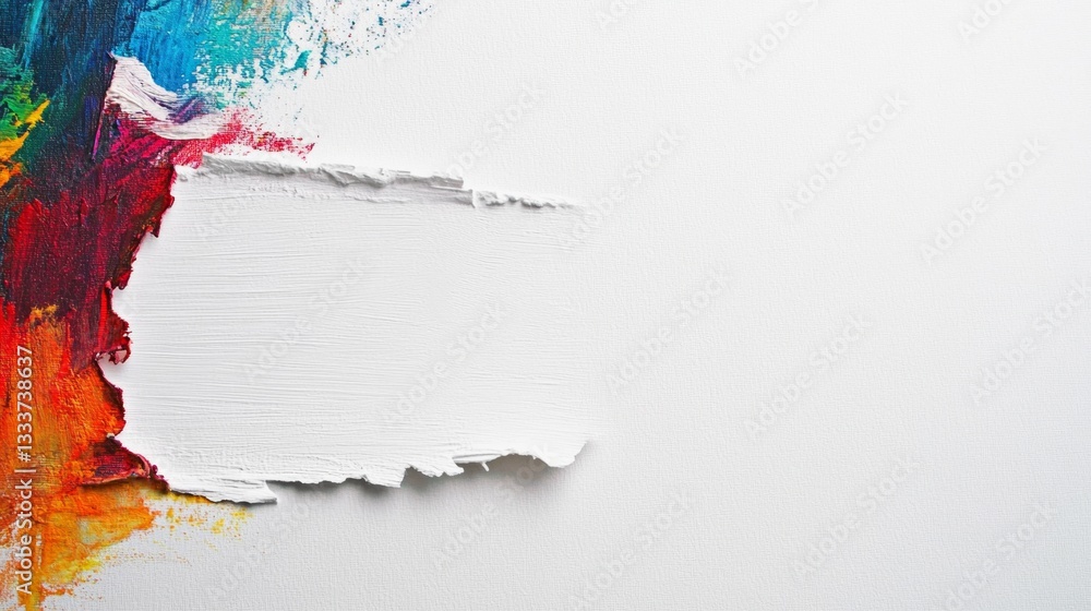 Poster pristine white canvas with colorful paint edges and texture detail