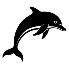 Fototapeta premium a smooth and playful black silhouette of a dolphin leaping out of the water, 