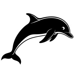 Fototapeta premium a smooth and playful black silhouette of a dolphin leaping out of the water, 