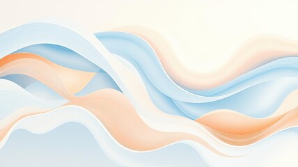 Naklejka premium Abstract Pastel Wave Background Soft Blue Peach White Curves
