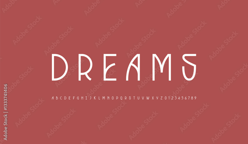 Poster modern font alphabet made retro style, uppercase trendy white letters from a to z and numbers from 0