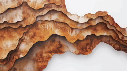 Obraz premium Close-up shot of an abstract composition featuring layered, rusted metal. The image displays varying shades of orange and brown, indicative of rust and oxidation. The metal appears to be sculpted