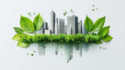 The green cityscape shows a harmonious combination of nature and buildings