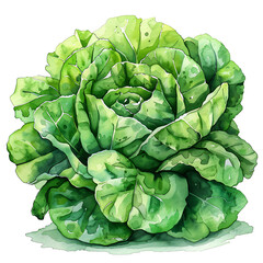 Obraz premium Watercolor Green Cabbage Clipart