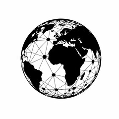 Stylized globe with interconnected lines and dots on white background, minimalistic design, copy space