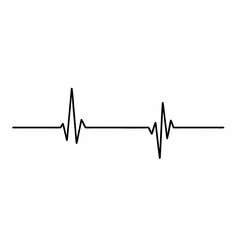 Illustration of an electrocardiogram (ECG) waveform on white background, minimalistic design, copy space