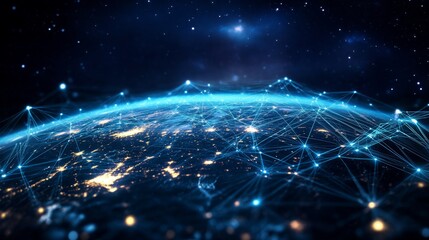 Vibrant Interconnected Network Showcasing Earth's Surface at Night