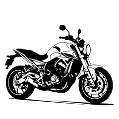 Fototapeta premium Illustration of a motorcycle on white background, minimalistic design, copy space 