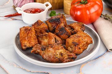 Grilled pork neck meat shashlik