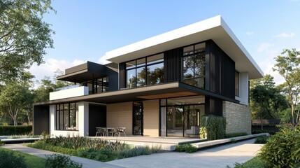 Modern Architectural Design of Contemporary House with Garden View
