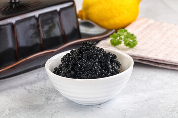 black sturgeon caviar in the bowl