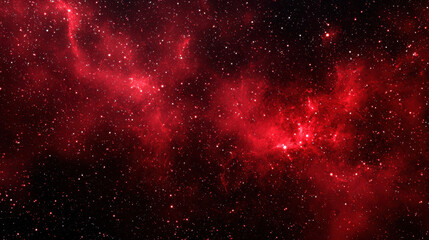 vibrant red cosmic nebula with stars scattered across dark space background, creating mesmerizing celestial scene