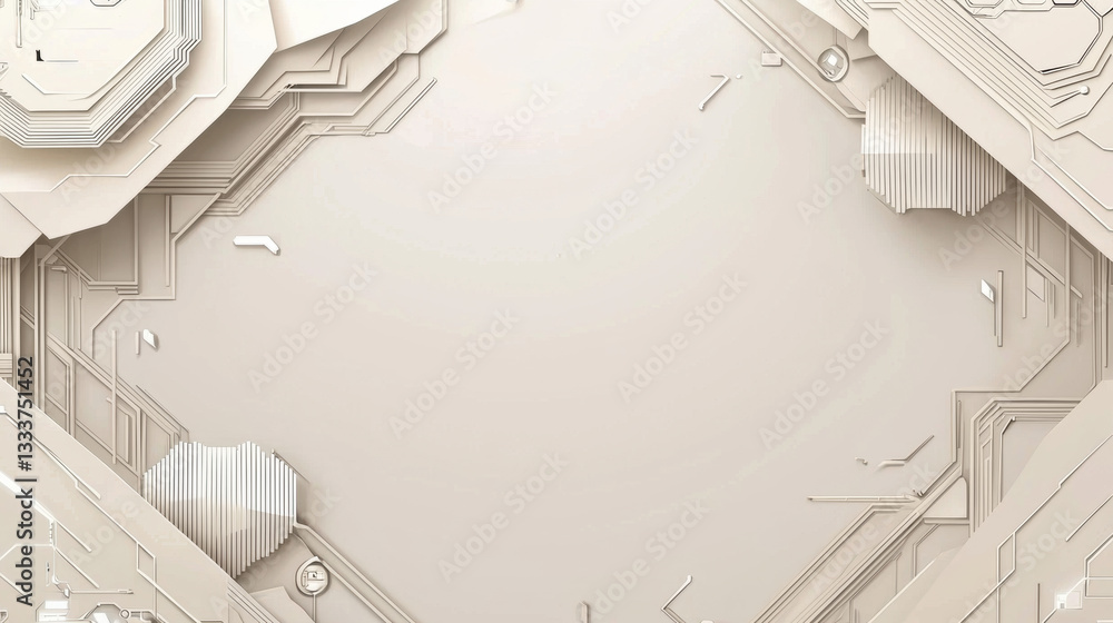 Aufkleber futuristic abstract background with intricate geometric patterns and neutral color palette, evoking 