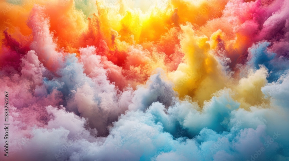 Poster vibrant abstract clouds with multicolored hues and soft textures