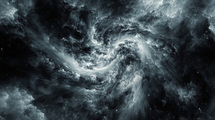 Fototapeta premium swirling cosmic void with dark clouds and stars creates mysterious and captivating space scene, evoking sense of wonder and exploration