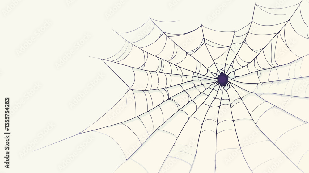 Wall mural close-up image of a spiderweb against a white background. the web is depicted with high detail, show