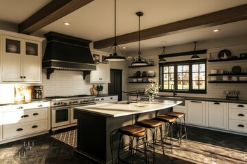 Cozy Modern Kitchen with Natural Light and Rustic Design Elements