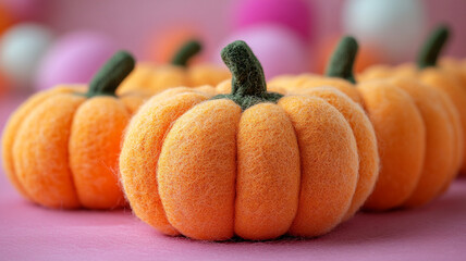 Orange felt pumpkins. DIY for Halloween.