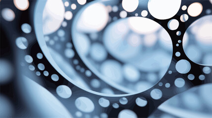 Close-up view of an abstract image featuring a complex pattern of interconnected, varying-sized circles. The circles are predominantly dark blue or black with lighter blue highlights suggesting