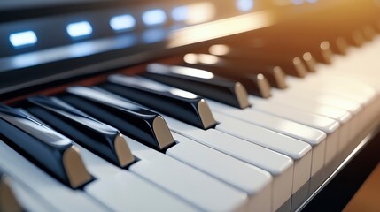 Close-up View of Piano Keys Highlighting Musical Elements and Design
