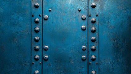 Textured blue metal panel with rivets