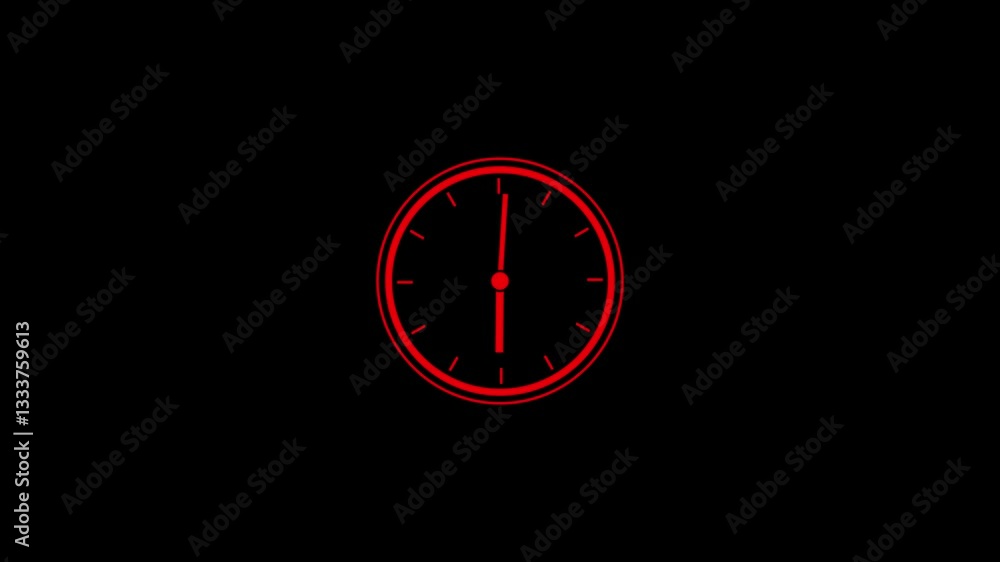 Poster clock icon with moving arrows in 12 hour loop.