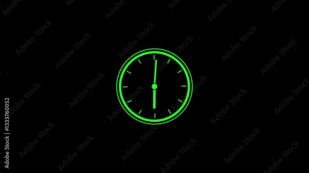 Poster clock icon with moving arrows in 12 hour loop.