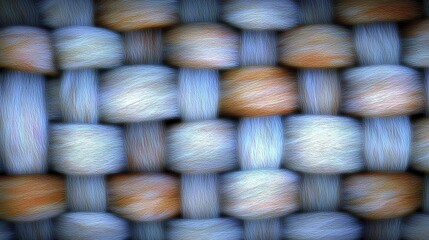 Minimalistic geometric patterns of woven natural fibers interlace, showcasing rich textures and earthy hues in a symmetrical layout.