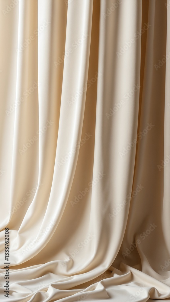 Poster Elegant fabric drape with soft flowing folds in neutral tones creating a calm and serene studio background perfect for product shots fashion photography or 