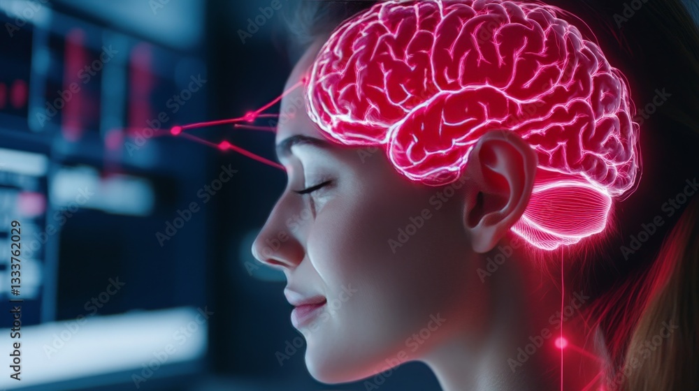 Poster close up of a human brain with glowing neural connections symbolizing innovation in neuroscience and