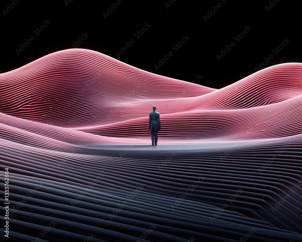 Poster mystical dreamscape with translucent waves of color, iridescent textures shifting with ambient light