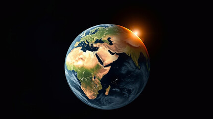 Fototapeta premium A graceful and elegant illustration of planet Earth rendered in a strong moody style with intense, dramatic lighting