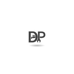 DP letter icon logo with shadow