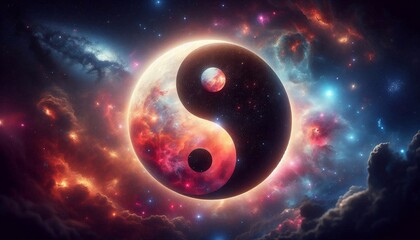 Fototapeta premium Yin-yang against the backdrop of space