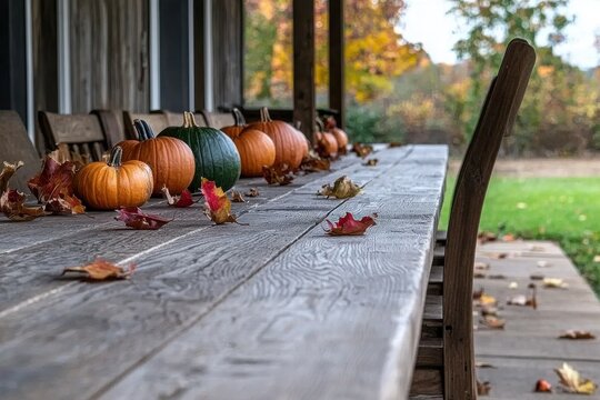 A Row Of Freshly Picked Butternut Squash Lined Up On A Wooden Table, Ready For Sale