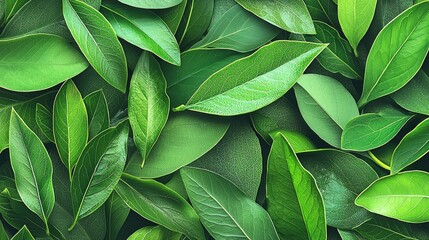 Close up vibrant green leaves