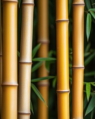 Biome Diversity, Tall bamboo stalks in vibrant hues nestled among green leaves.