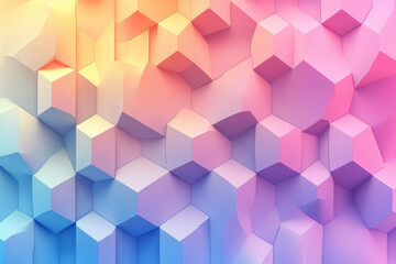 A Mesmerizing Landscape Of Pastel-hued Geometric Forms, A Vibrant Symphony Of Color And Shape In A Soft, Dreamy Light Isolated on Transparent Background