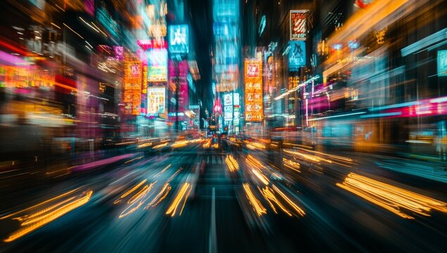 Urban night lights blur motion