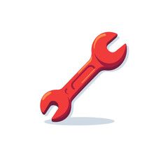 Red pipe wrench on white background, mechanical tools concept