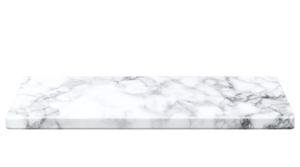 White marble table top with a smooth surface, isolated on transparent background