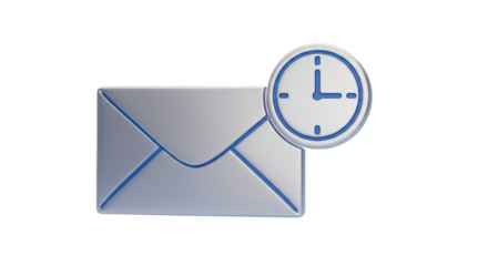 Isolated Silver Mail Envelope with Timer - Indicating Timely Delivery