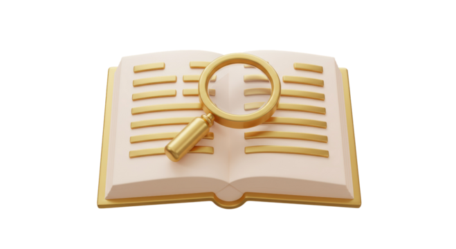 Isolated Book and Magnifying Glass - Showcasing Research and Knowledge