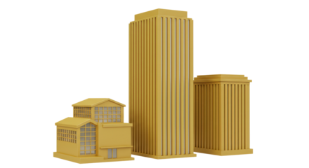 Isolated Golden Skyscrapers - City Wealth